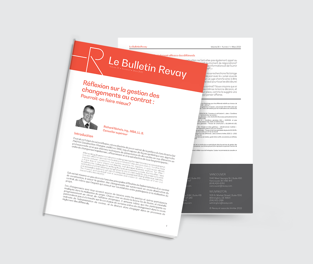 Réflexion sur la gestion des  changements au contrat :   Pourrait-on faire mieux?