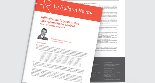 Réflexion sur la gestion des changements au contrat : Pourrait-on faire mieux?