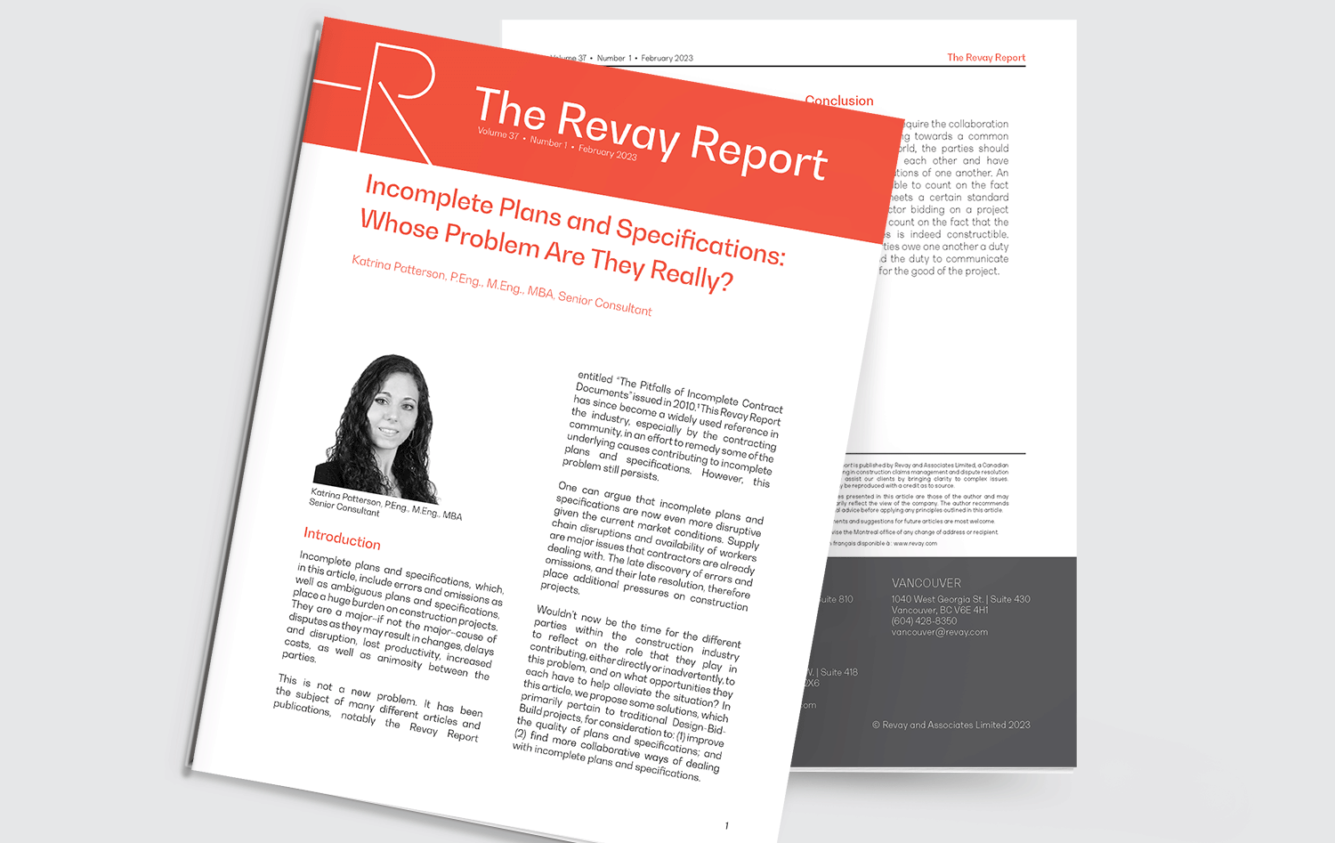 Incomplete Plans and Specifications: Whose Problem Are They Really?