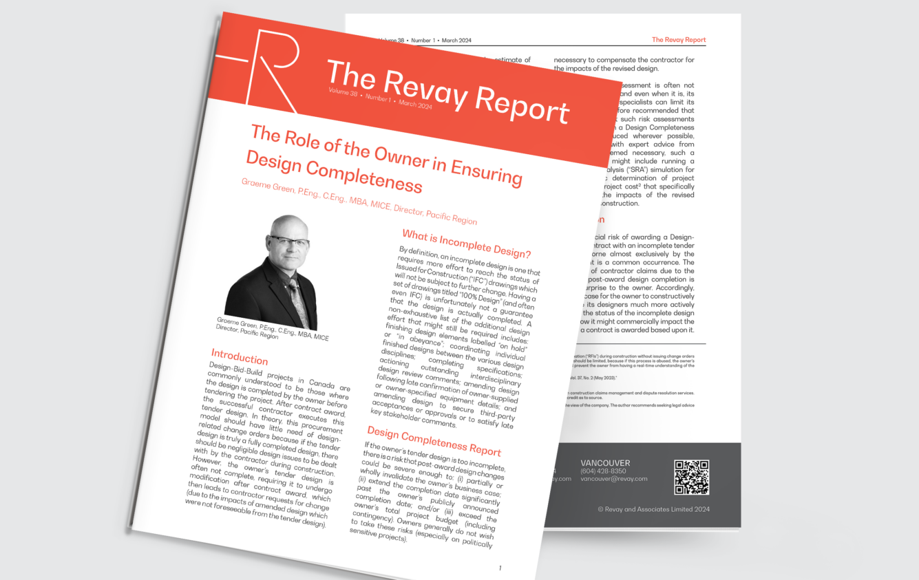Revay Report – The Role of the Owner in Ensuring Design Completeness