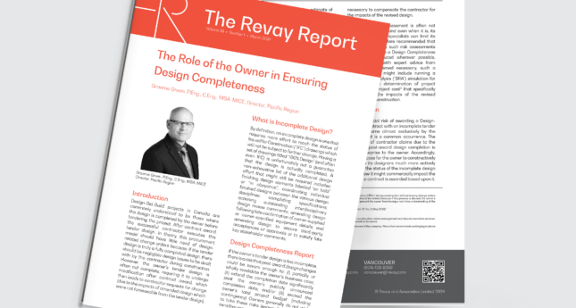 Revay Report – The Role of the Owner in Ensuring Design Completeness